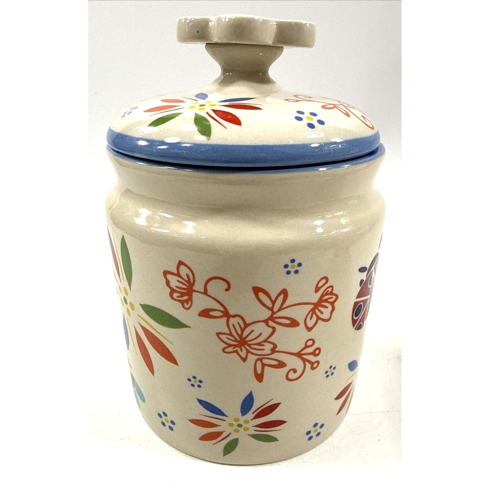 temptations floral dragon fly ladybug canister/jar 18oz